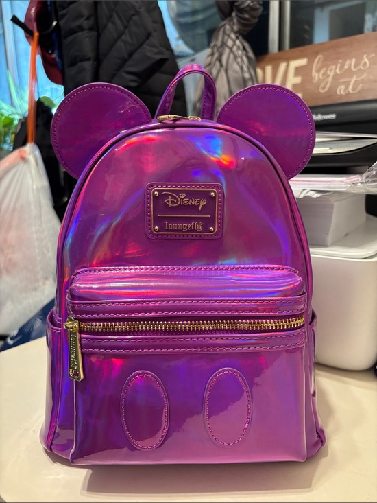 holigraphic mini backpacks Holographic Glitter Color Block Backpack Lisa Frank Loungefly Disney Holographic Characters Mini